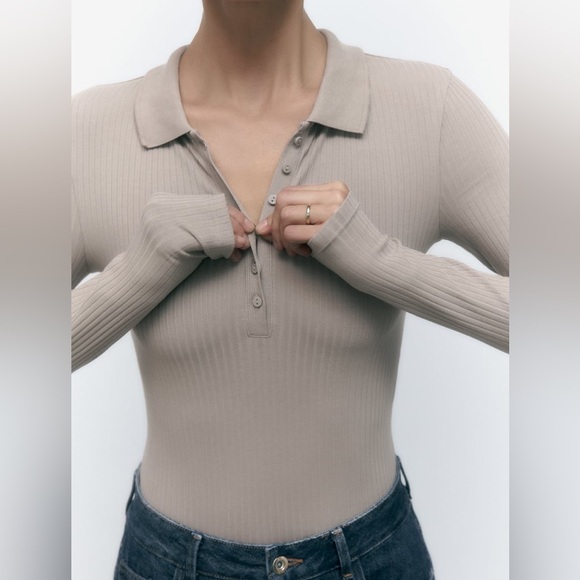 Polo Collar Bodysuit - Picture 2 of 9